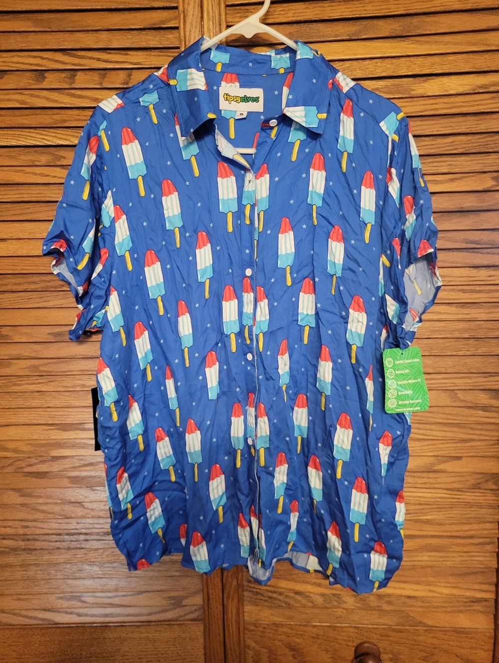 Tipsy Elves Blue Rocket/Bomb Pop Button-Up Shirt Size 1X